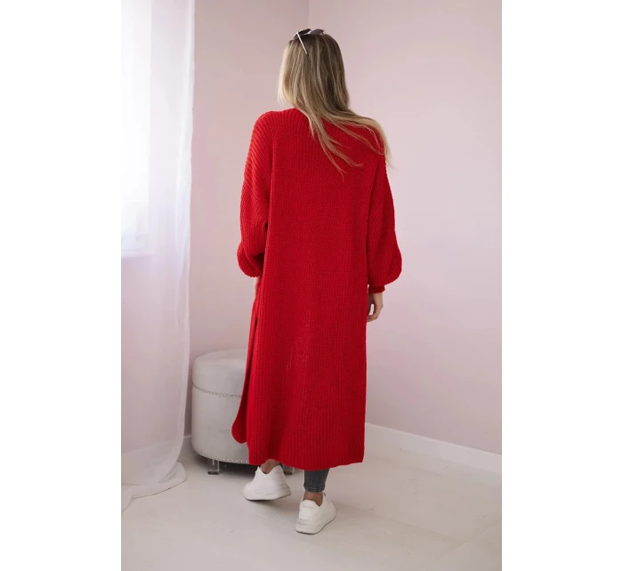 Svetr dlouhý kardigan červený