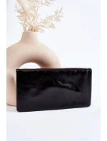 Damski Duży Skórzany Portfel Na Zamek Czarny Shiness