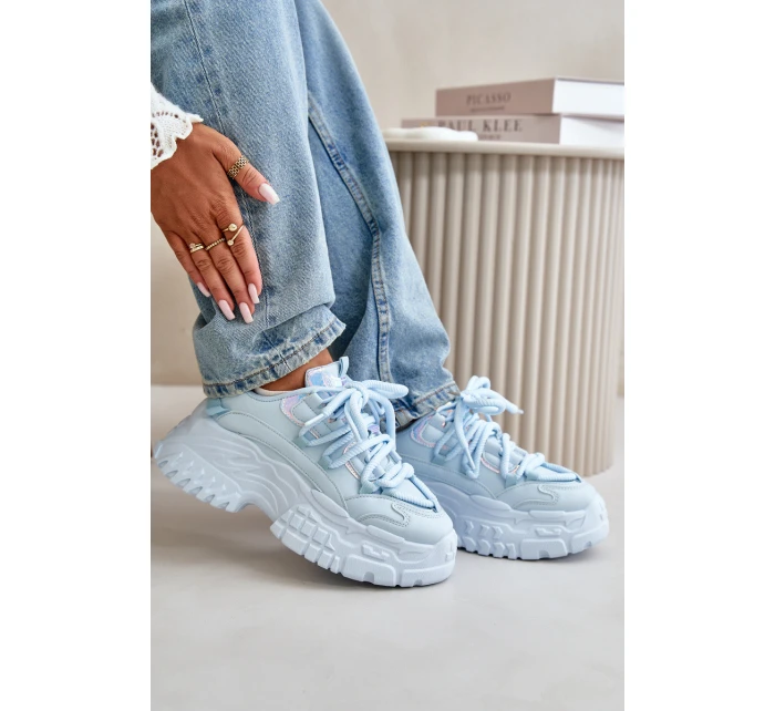 Sneakersy Damskie Na Masywnej Podeszwie Niebieskie Nevela