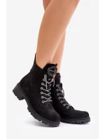 Botki Workery Ocieplane Z Ozdobnym Sznurowaniem Vinceza 16465 Czarne