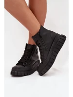 Zateplené Vysoké Tenisky Dámské Na Platformě S Zipem Černé model 21705267 - Boto