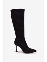 Kozaki Damskie Na Szpilce Ze Zdobieniem D&A JC52-883 Czarne