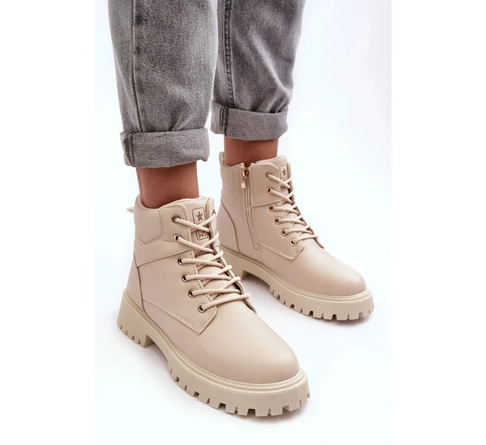 Dámske zateplené čižmy so zipsom Beige Gremiva