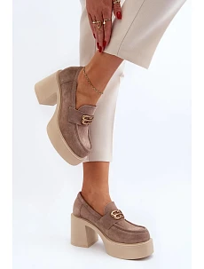 Dámske topánky na podpätku 20170 / 193930 Béžová s ecru - ZaZoo