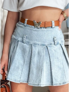 Džínsová minisukňa s opaskom BLUETTA modrá FashionStreet CY0505