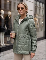 Dámska prešívaná prechodná bunda s kapucňou, zelená, FashionStreet TY5802
