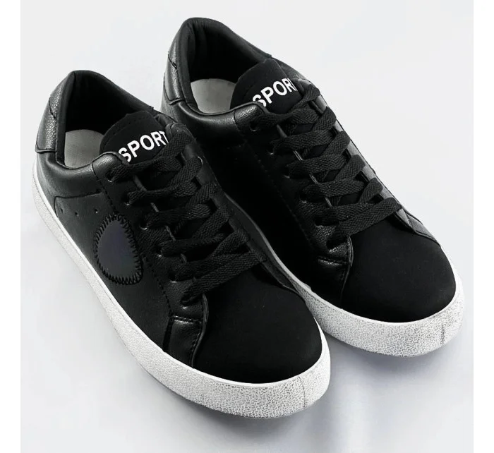 Černé dámské tenisky z různých spojených materiálů model 17267654