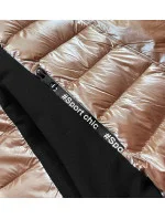 Béžová dámska zimná bunda z rôznych lepených materiálov (dk067-95)