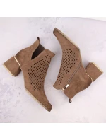 Semišové čižmy na podpätku Potocki W WOL213B hnedé