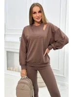 model 19752330 set halenka + top + legíny mocca - K-Fashion model 19752330 set halenka + top + legíny mocca - K-Fashion