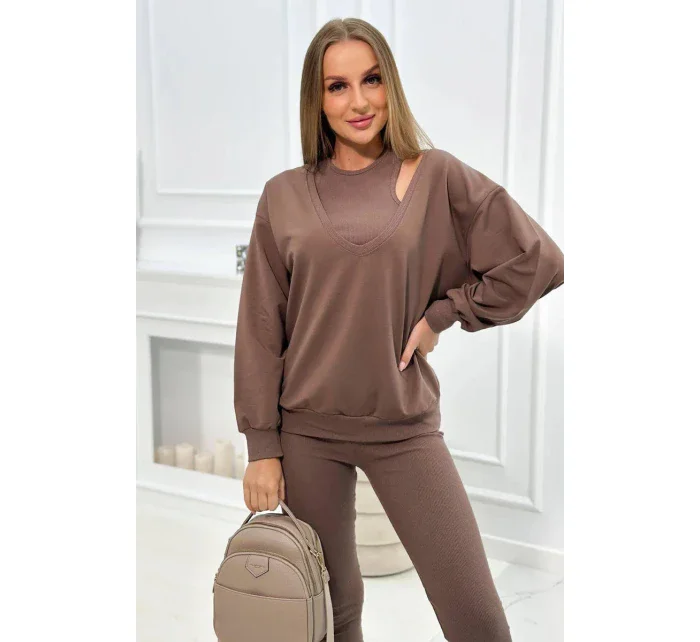 model 19752330 set halenka + top + legíny mocca - K-Fashion model 19752330 set halenka + top + legíny mocca - K-Fashion