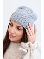 Dámska zimná vlnená čiapka s geometrickým vzorom a jemným leskom K401 svetlo sivá Dámska zimná vlnená čiapka s geometrickým vzorom a jemným leskom K401 svetlo sivá
