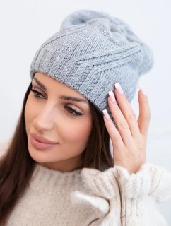 Dámská zimní vlněná čepice s ozdobnými krystalky K399 černá