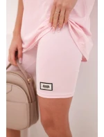 Dámský bavlněný komplet s krátkým rukávem a šortkami bonbónově růžová