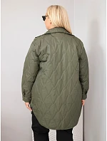 Dámská bunda Plus Size prošívaná s límcem a kapsami khaki