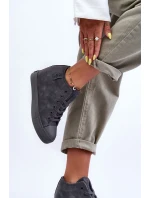 Trampki Skórzane Damskie Na Koturnie Big Star MM274005 Szare Trampki Skórzane Damskie Na Koturnie Big Star MM274005 Szare