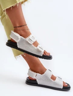 Dámské bílé zdobené džínové sandály model 21657662 - Boto