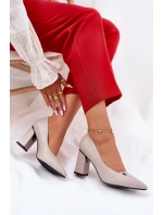 Czółenka Na Słupku Eleganckie Vinceza 62224 Szare