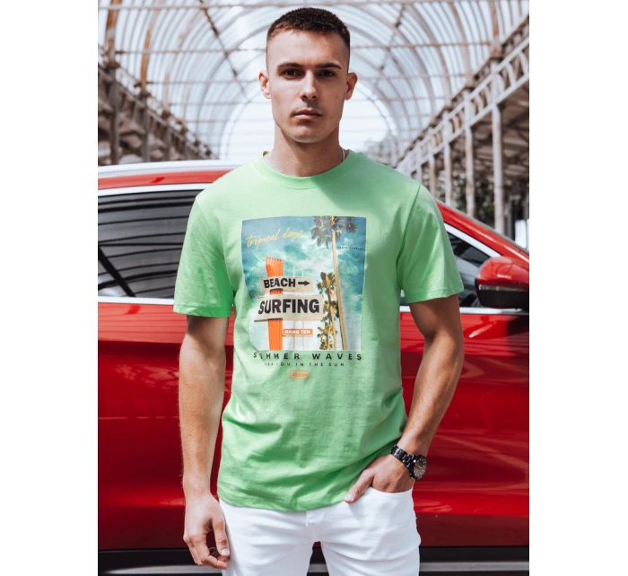 Pánské zelené tričko s potiskem Dstreet model 21975071 - FashionStreet