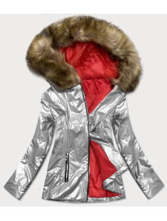 Ľahká strieborná dámska metalická zimná bunda (721ART)