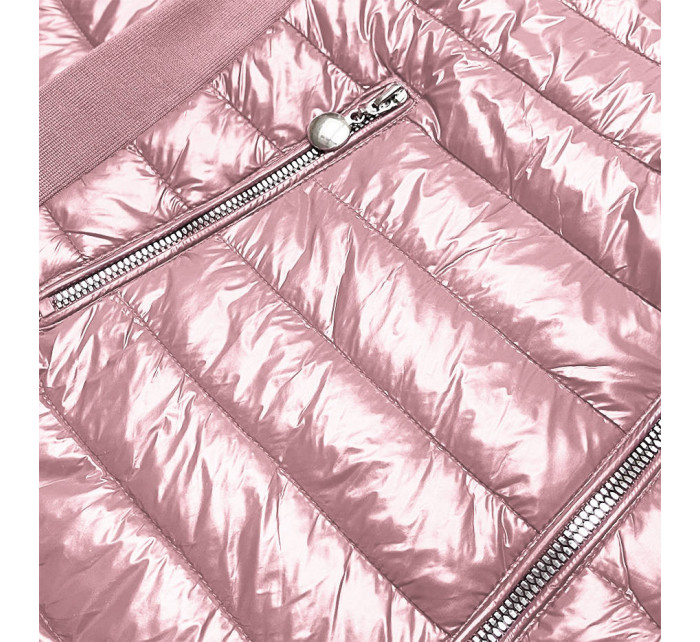 Ružová dámska lesklá bunda (7210-52)