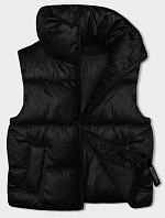 Dámske krátke tričko bez rukávov so stojatým golierom čierne (B8245-1)