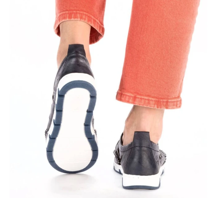 W modrá kožená polobotka s podrážkou model 19737391 - Rieker W modrá kožená polobotka s podrážkou model 19737391 - Rieker