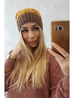 Fleecová čiapka Bibiana K264 mocca+mustard
