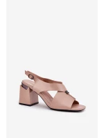 Eleganckie Sandały Damskie Na Słupku Vinceza 62238 Beżowe