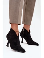 Niskie Botki Damskie Na Szpilce Eko Zamszowe Czarne Jolivra Niskie Botki Damskie Na Szpilce Eko Zamszowe Czarne Jolivra