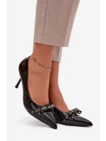 Lakované lodičky s mašlí Černé model 21757621 - Boto