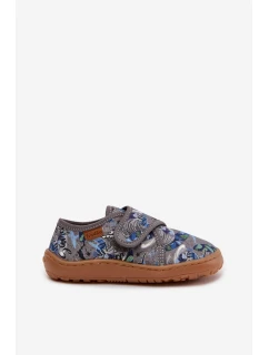 Dětské chlapecké pantofle na suchý zip Barefoot  šedé model 22007335 - Froddo