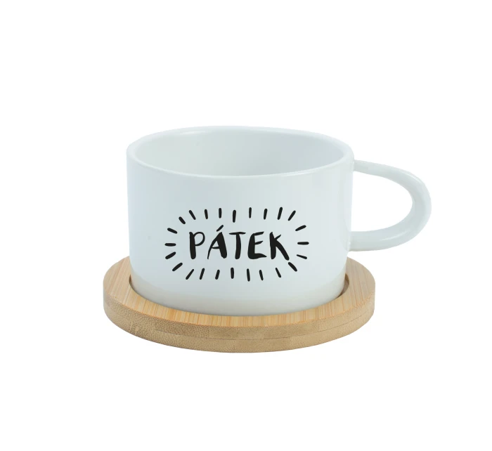 PÁTEK - bílý hrníček makronka 200 ml