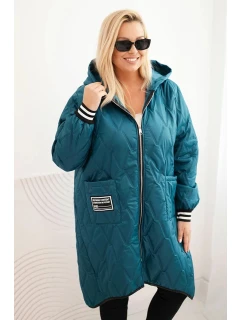 Dámska prešívaná bunda s kapucňou a športovými manžetami Marine