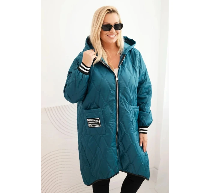 Dámska prešívaná bunda s kapucňou a športovými manžetami Marine