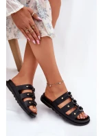 Klapki Damskie Z Paskami Czarne Pasiriela Klapki Damskie Z Paskami Czarne Pasiriela