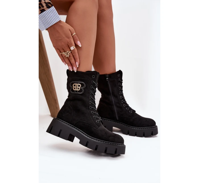 Zateplené workery dámské s ozdobou černé model 21708935 - Boto Zateplené workery dámské s ozdobou černé model 21708935 - Boto