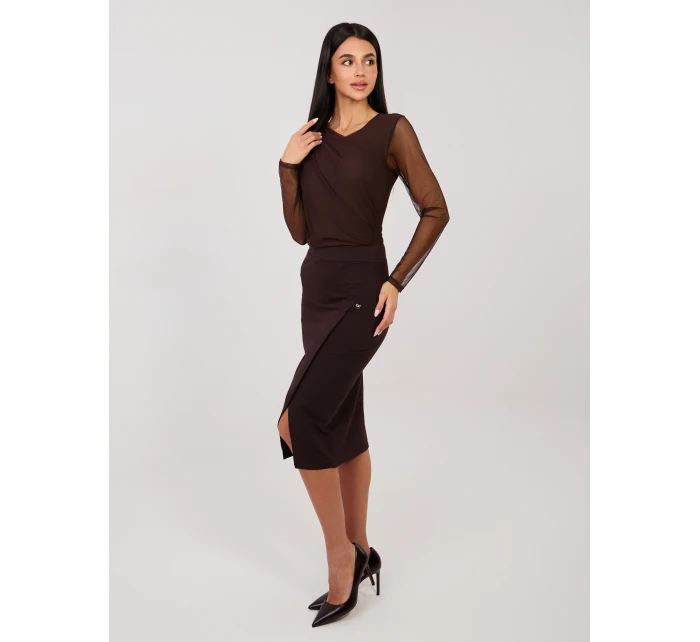 Sukňa RV SD 7847.80 tmavohnedá