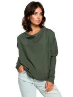 Oversized top s výstřihem do V na zádech zelený model 18001900 - BeWear Oversized top s výstřihem do V na zádech zelený model 18001900 - BeWear