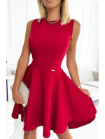 Elegantné šaty s dlhším chrbtom Numoco - červené s trblietkami