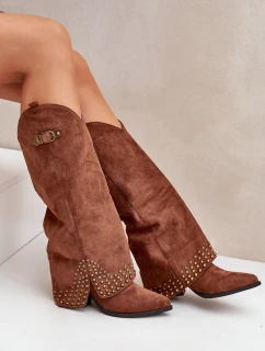 Hnedé topánky Iveliri na podpätku