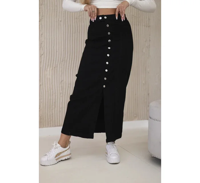 Dlouhá sukně s knoflíky černý Dlouhá sukně s knoflíky černý