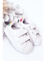 Dziecięce Tenisówki Na Rzepy Biało-Tęczowe Cute Girl