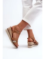 Dámské sandály na klínku s hnědé model 21658024 - EVENTO