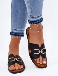 Dámské Ploché Pantofle S Dekorativním Detalem Černé model 21697805 - EVENTO