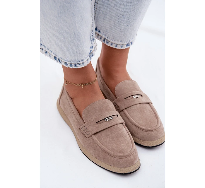 Dámské mokasíny z imitace semiše Vinceza Béžové Dámské mokasíny z imitace semiše Vinceza Béžové