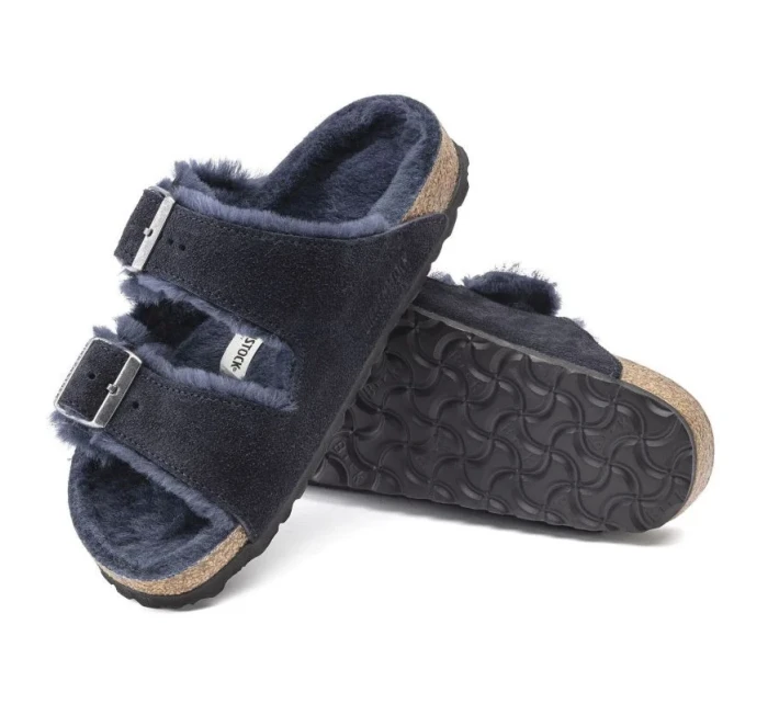 Birkenstock Arizona VL Shearling Midnight Insulated Žabky Suede Leather Narrow (1020583)