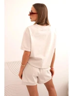 Dámská punto souprava s krátkým rukávem a model 21176904 šortkami beżowy - K-Fashion Dámská punto souprava s krátkým rukávem a model 21176904 šortkami beżowy - K-Fashion