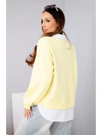 Dámská máslová mikina z viskózy s model 22014147 vsadkou žlutá - K-Fashion
