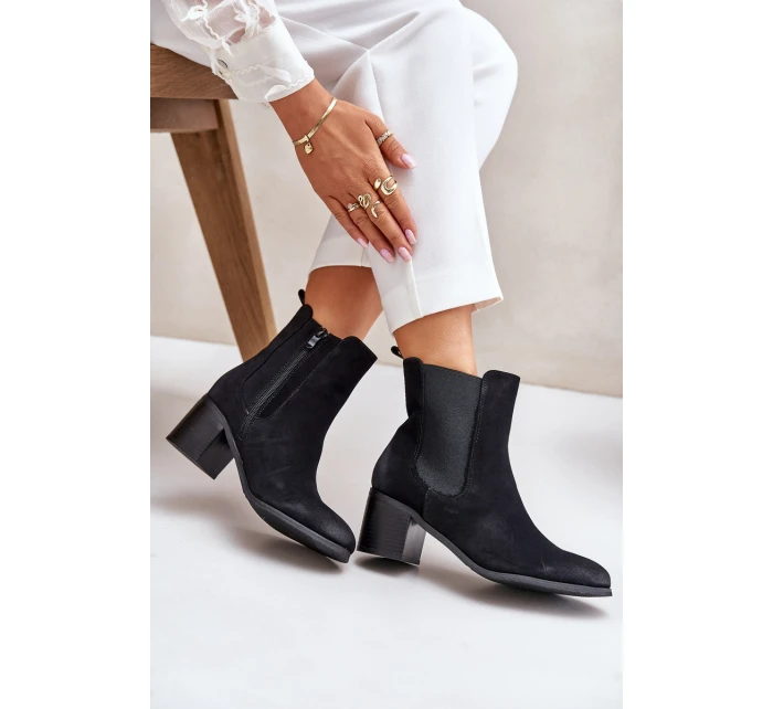 Ocieplane Botki Damskie Na Słupku Czarne Radeya Ocieplane Botki Damskie Na Słupku Czarne Radeya